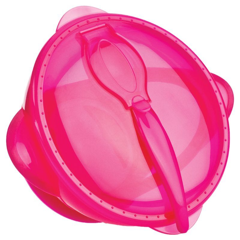 Nuby - Suction Bowl With Spoon And Lid - Pink 