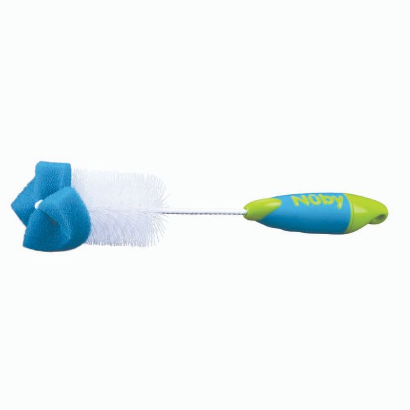 Nuby - Sponge Tipped Bottle And Nipple Brush - Blue 