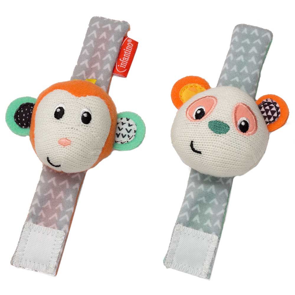 Infantino - Wrist Rattles 1pc - Monkey/Panda - Design May Vary