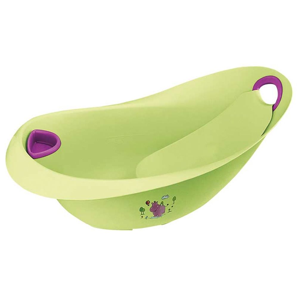 Keeeper - Baby Bath With Handle And Plug - Hippo Lime