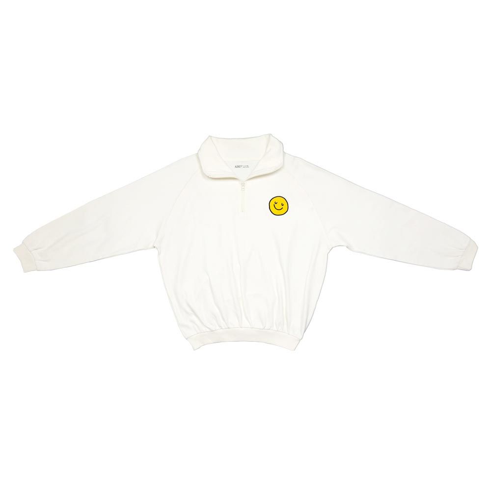 Aiko - Girls Long Sleeve Zipper Sweat Top - White