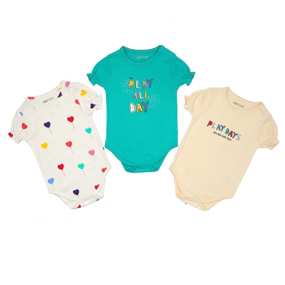 Aiko - 3pc-Set - Play Days Printed Baby Bodysuit