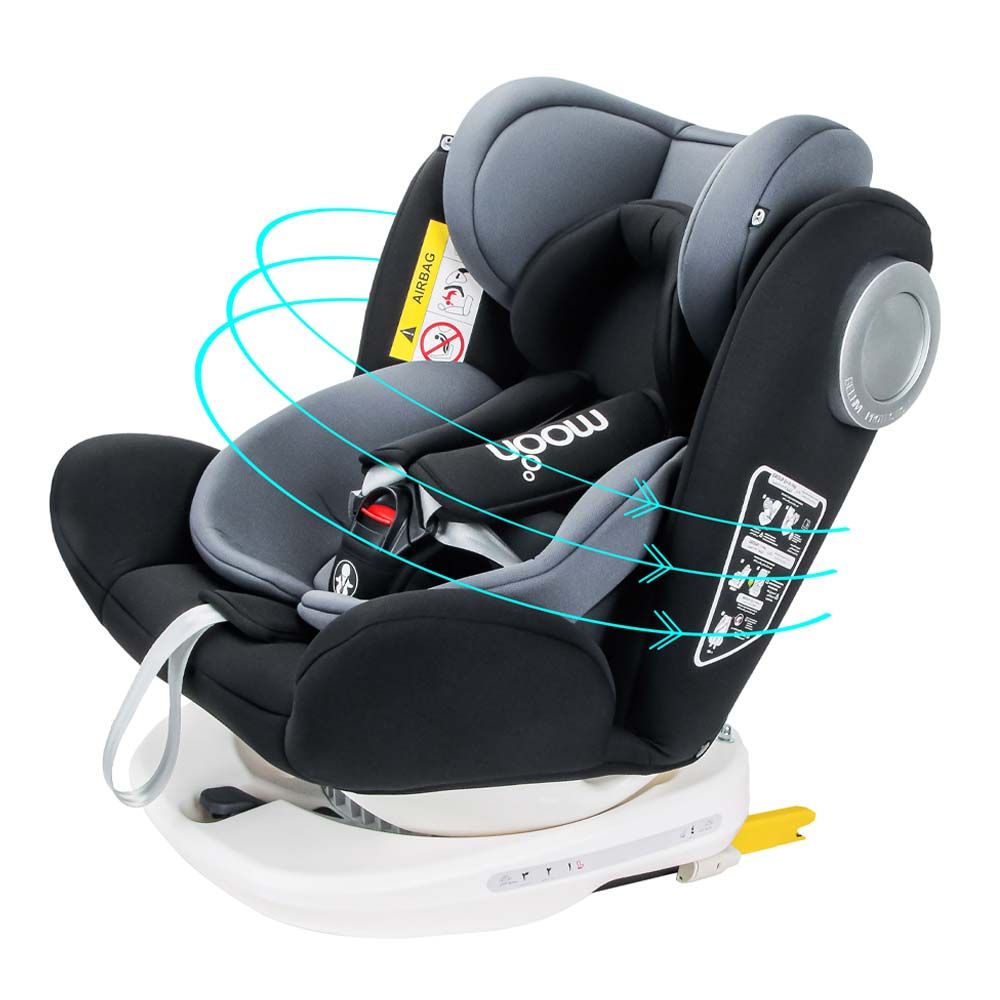 Moon Gyro Car Seat Isofix + Top Tether 360 Rotation - Black