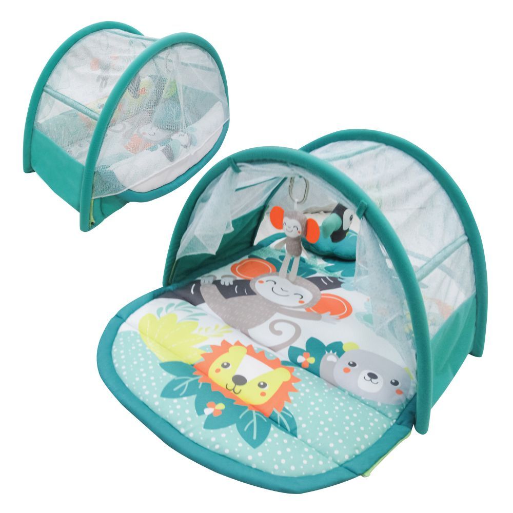 Moon - 2-In-1 Nap & Play Travel Floor Mat w/ Mosquito Net - Green