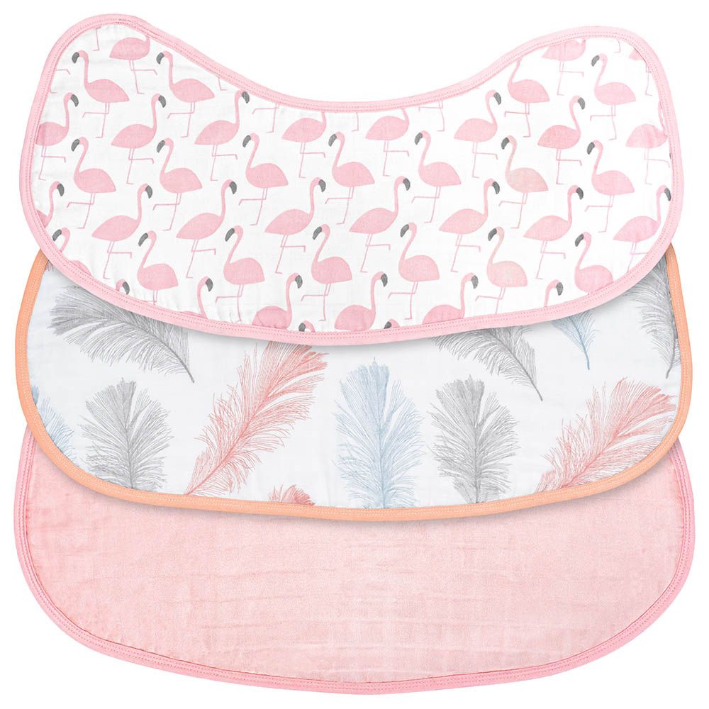 Moon - Organic Burpy Bib - Pack of 3 - Feather & Pink