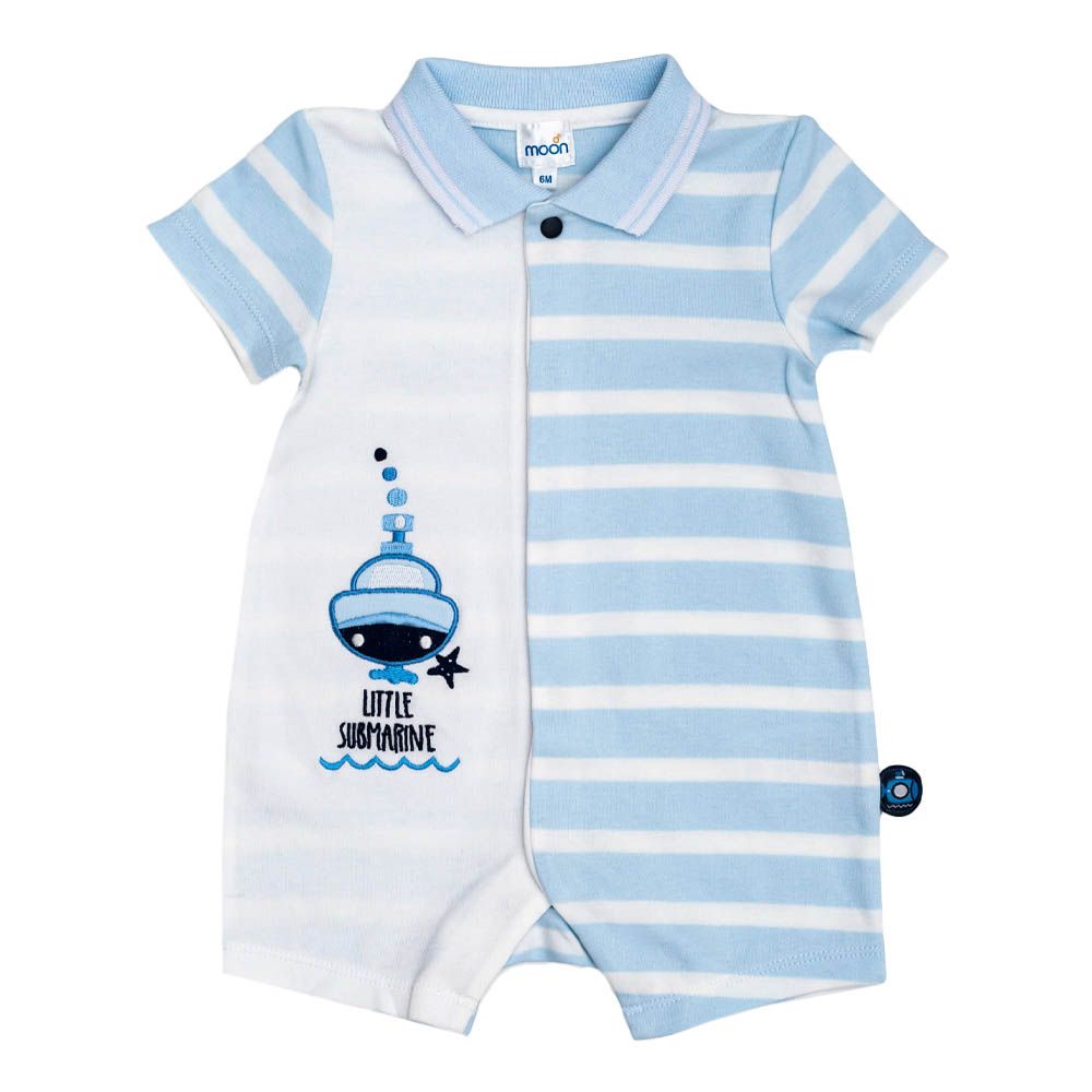 Moon - 100% Cotton Romper W/Collar - Little Submarine