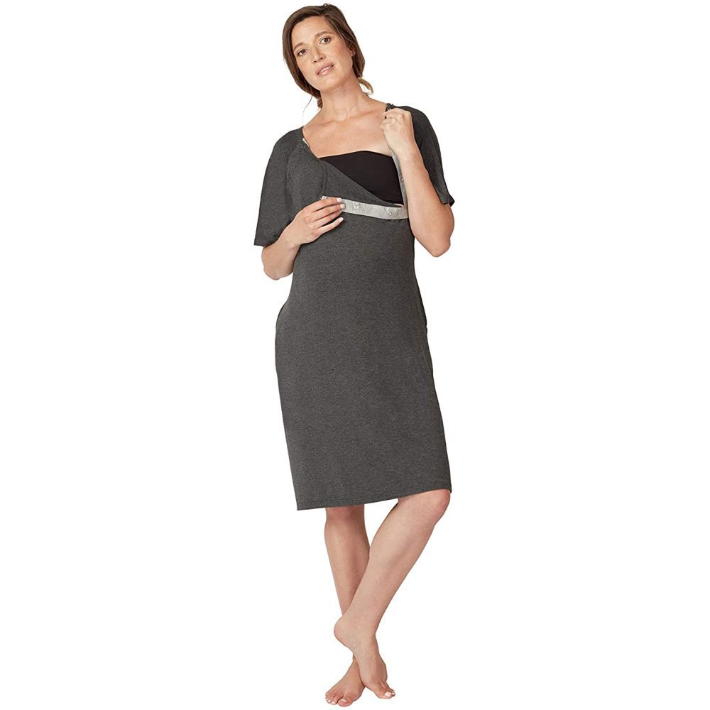 Frida Mom - Delivery and Nursing Gown - Grey