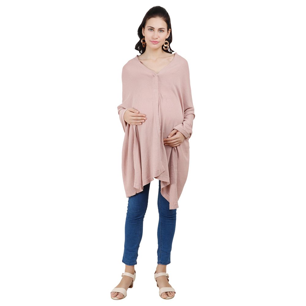 Pluchi - Knitted Nursing Poncho Frida - Pale Pink