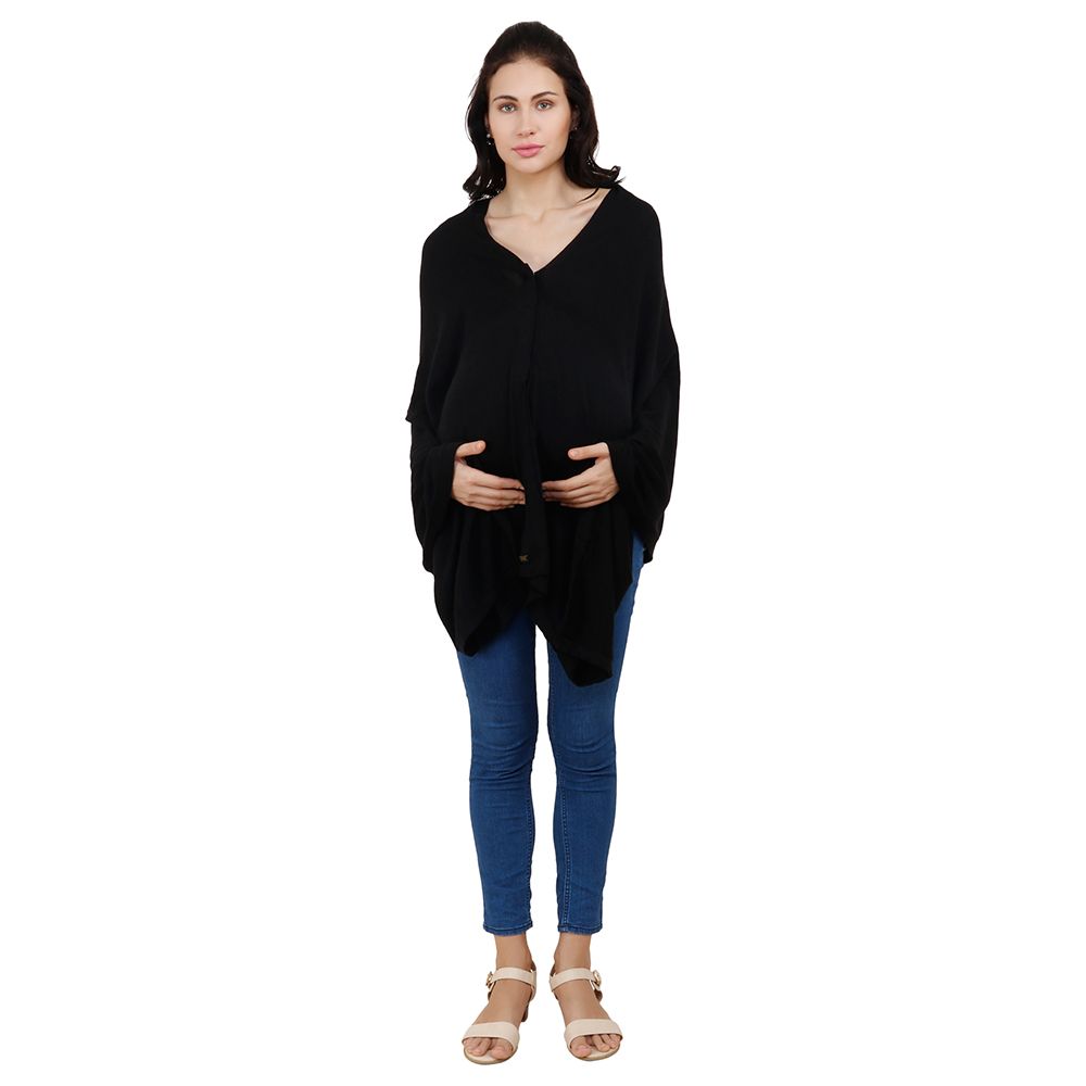 Pluchi - Knitted Nursing Poncho Frida - Black