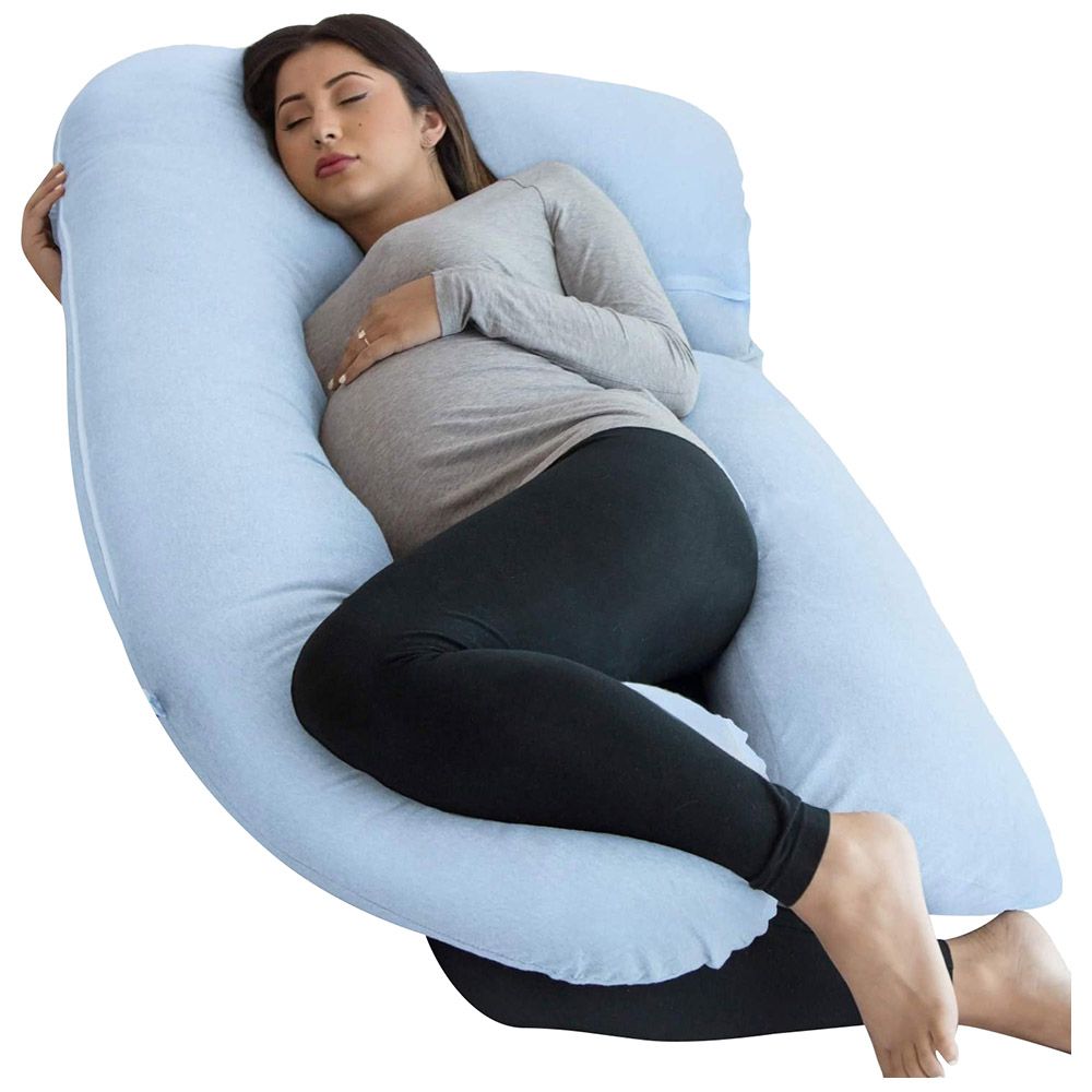 PharMeDoc - U-Shape Full Body Maternity Pillow  w/  Detachable Extension - Light Blue