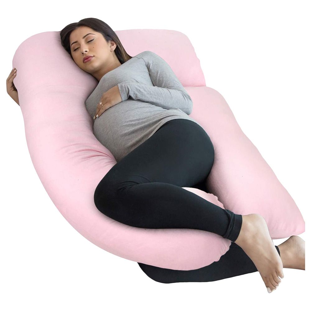 PharMeDoc - U-Shape Full Body Maternity Pillow  w/  Detachable Extension - Light Pink