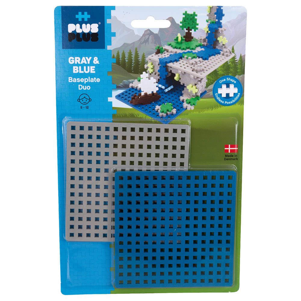 Plus Plus - Base Plate - 2pcs - Blue/Grey