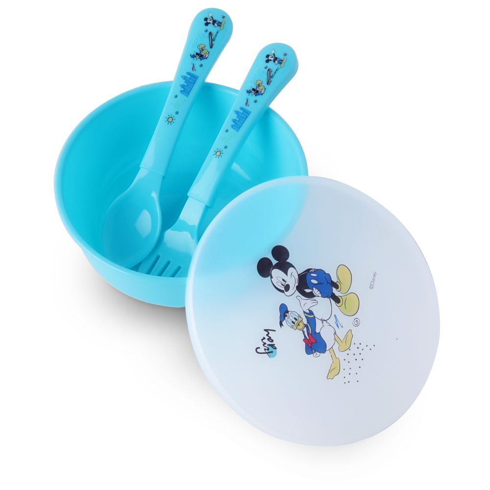 Disney - Baby Feeding Bowl, Fork & Spoon Set - Blue