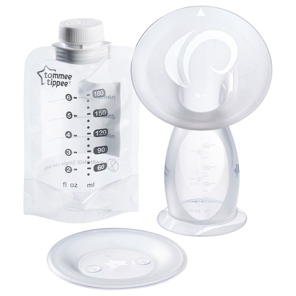 Tommee Tippee - Silicone Manual Breast Pump Set - 100ml - Clear