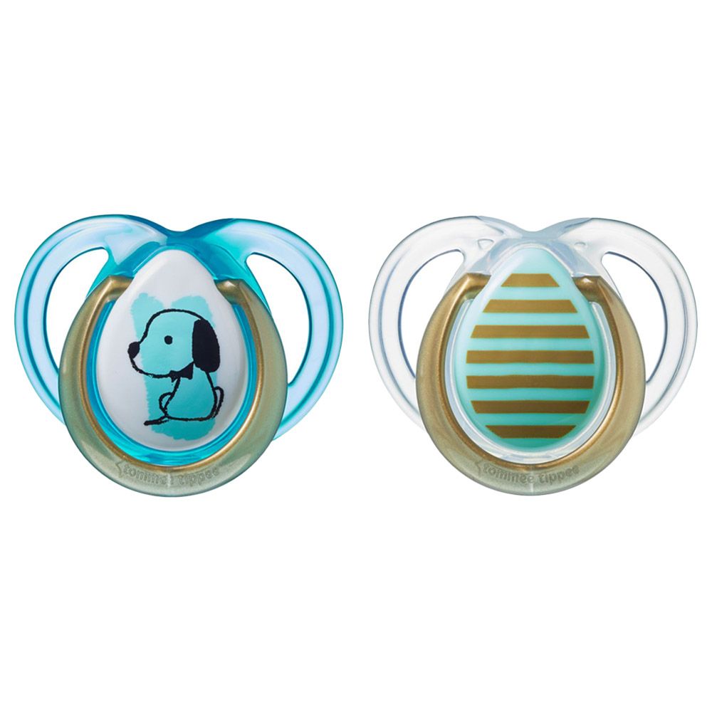 Tommee Tippee Moda Soother Pack of 2 -Boy Turquoise/Clear 