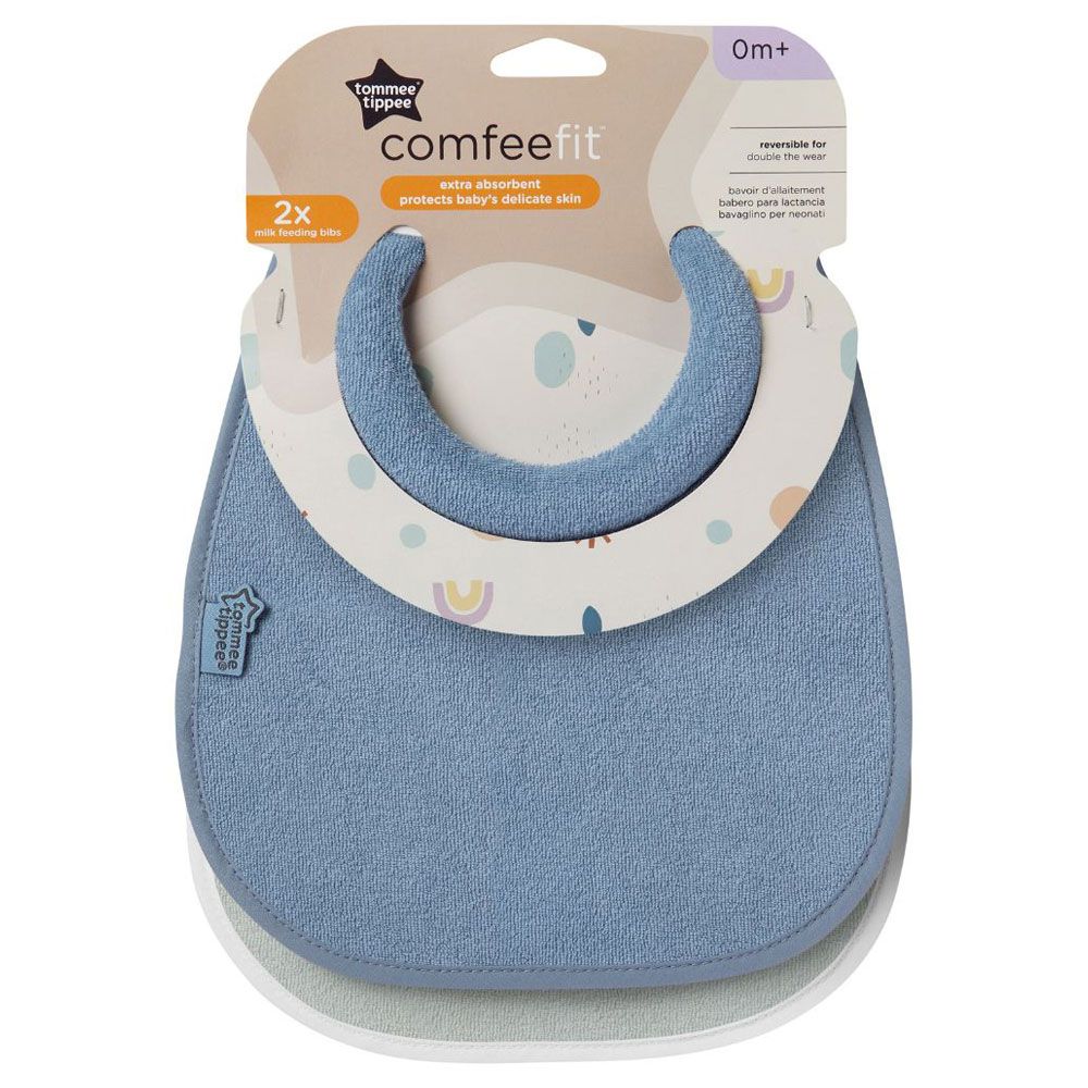 Tommee Tippee-Closer to Nature Milk Feeding Bib X 2- Green/Blue