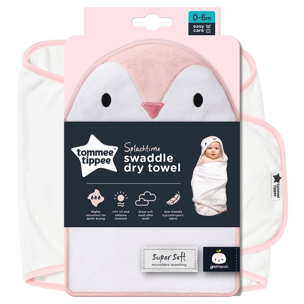 Tommee Tippee - Penny The Penguin Gro Swaddle Dry White/Pink