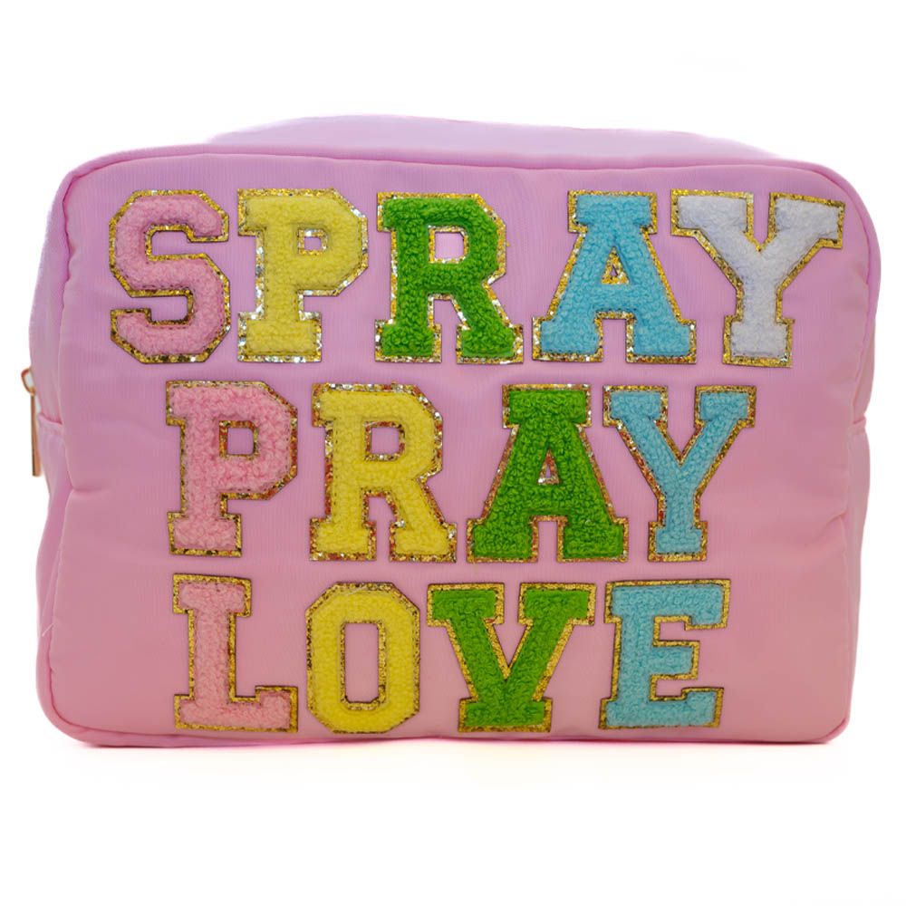 The Happy Tribe - Large Spray Pray Love Pouch - Baby Pink