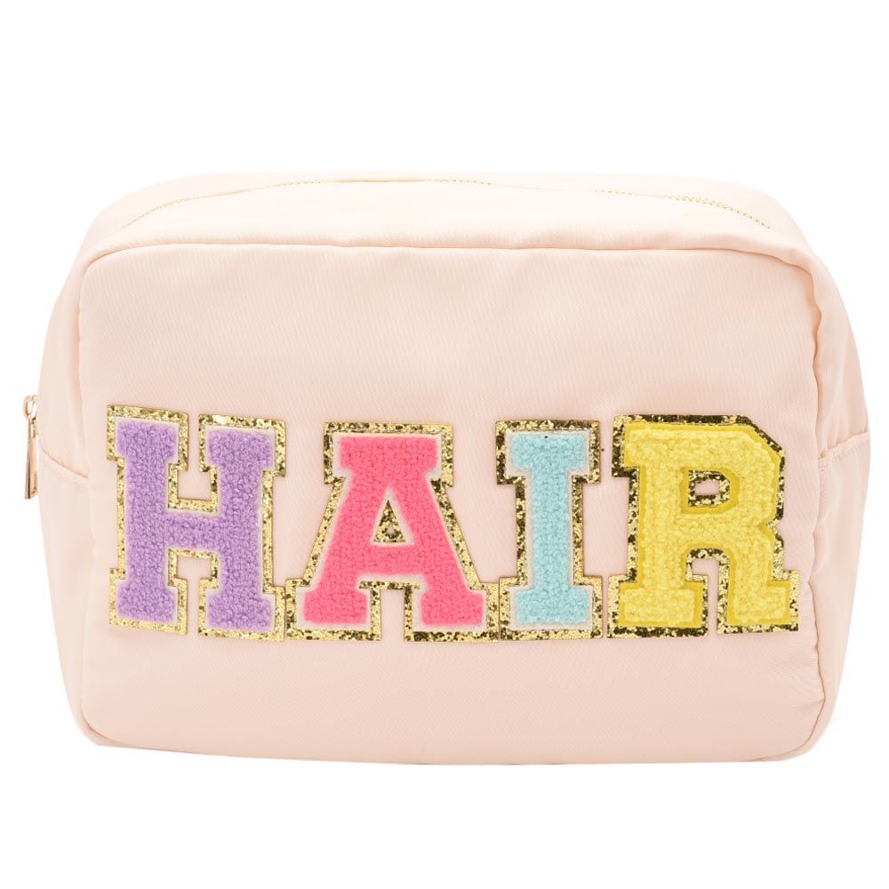 TheHappyTribe - Hair Pouch W/ Multi Letters - Large - Cream