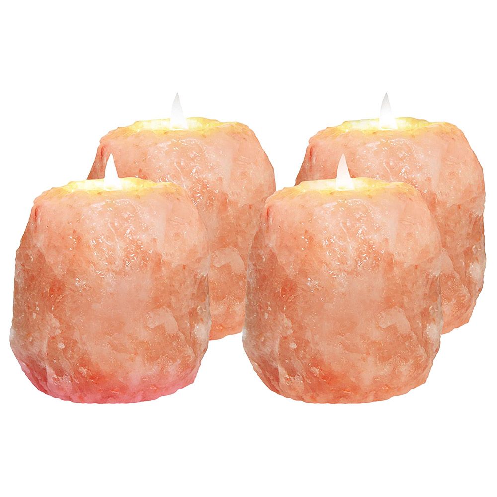 Himalayan Salt - Natural Candle Holder - 4pc