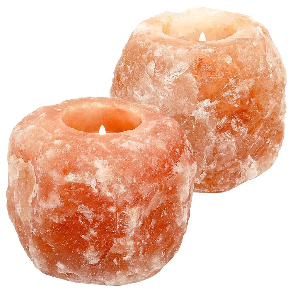 Himalayan Salt - Natural Candle Holder - 2pc