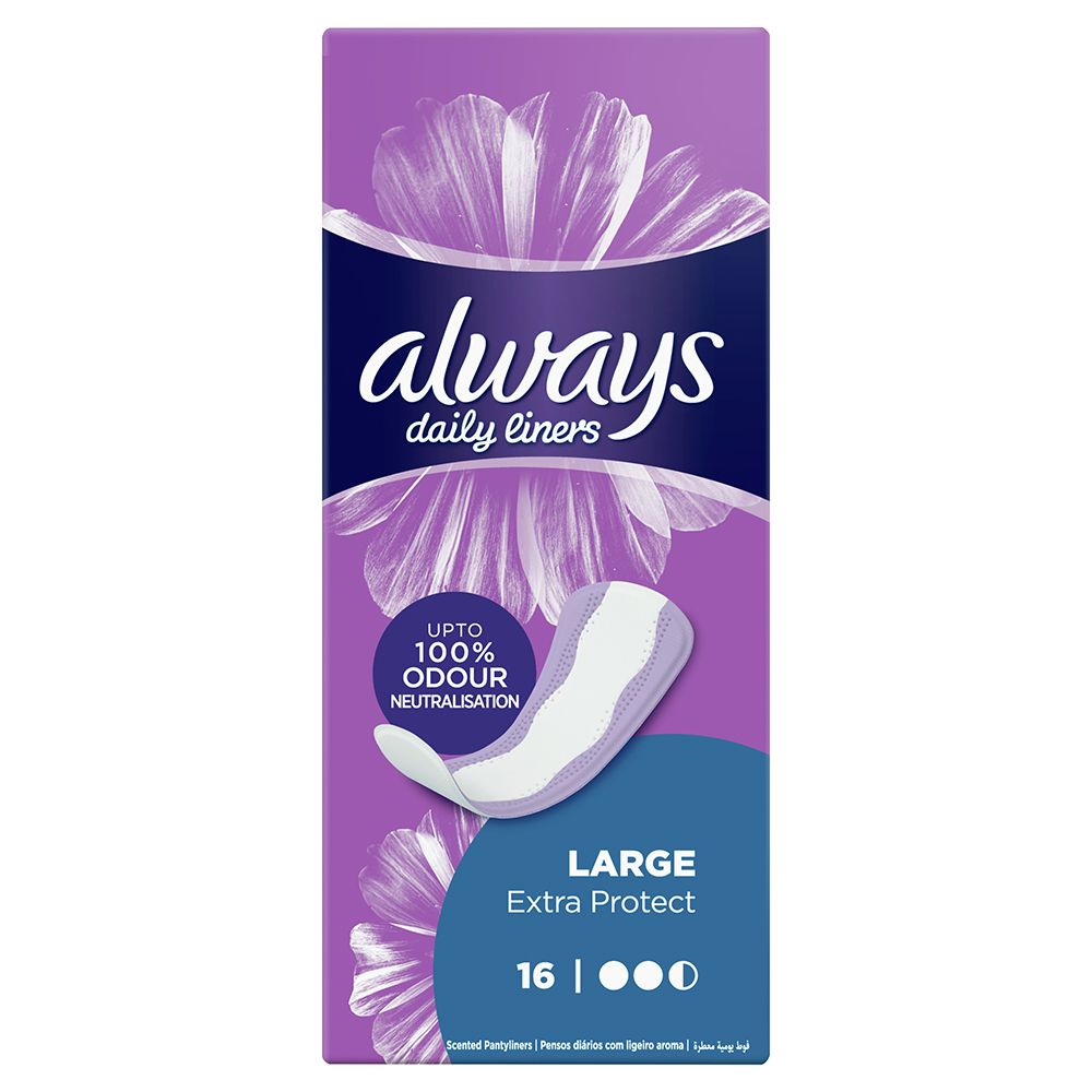  Always - Daily Liners Extra Protect Pantyliners Large 16 Count 