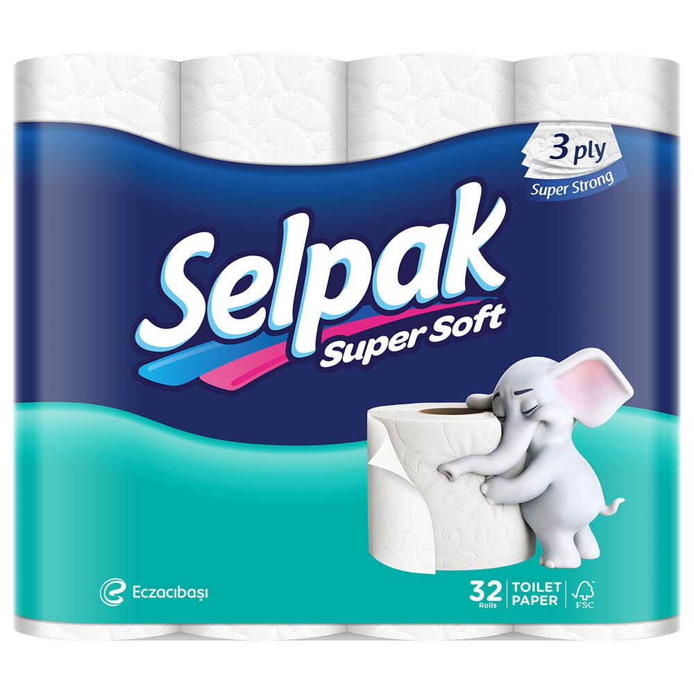 Selpak Super Soft Embossed Toilet Paper 140 Sheets x 3Ply, 17 GSM, Pack of 32 Rolls