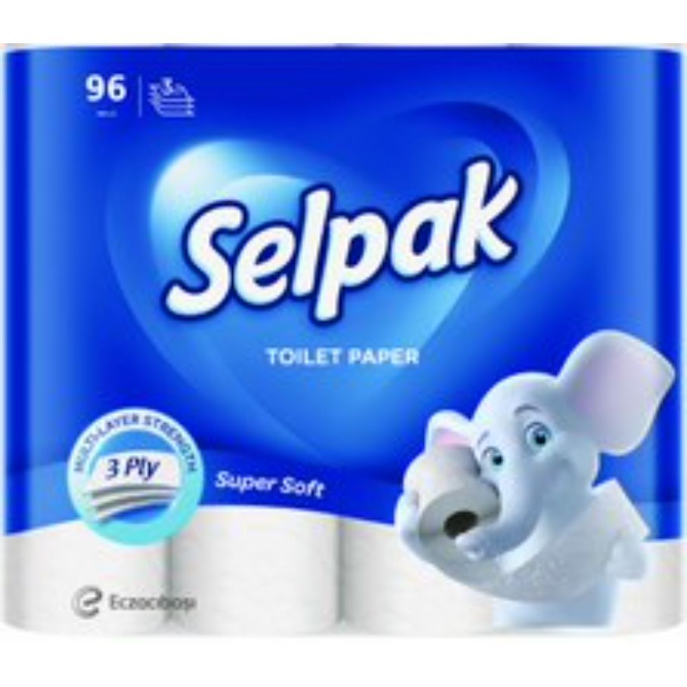 Selpak Super Soft Embossed Toilet Paper 140 Sheets x 3Ply, 17 GSM Pack of 96 Rolls