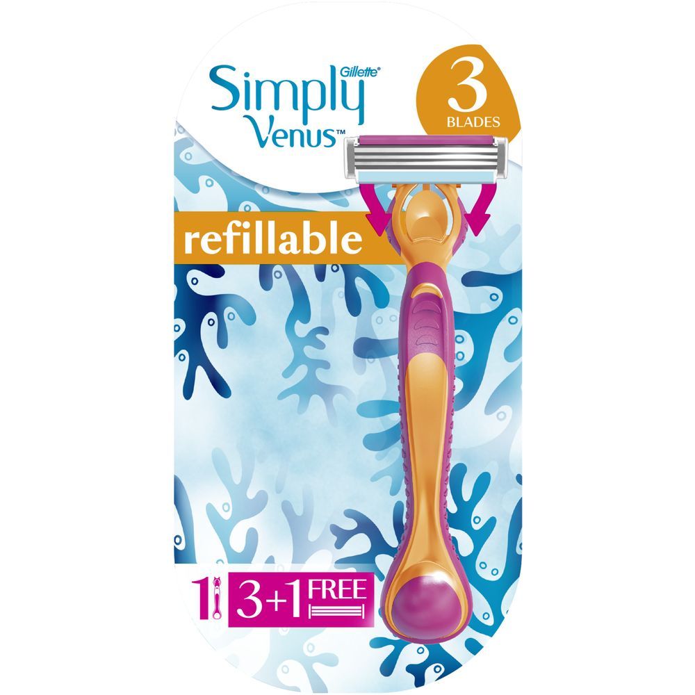 Gillette Simply Venus 3-In-1 Refillable Women's Smooth Razor