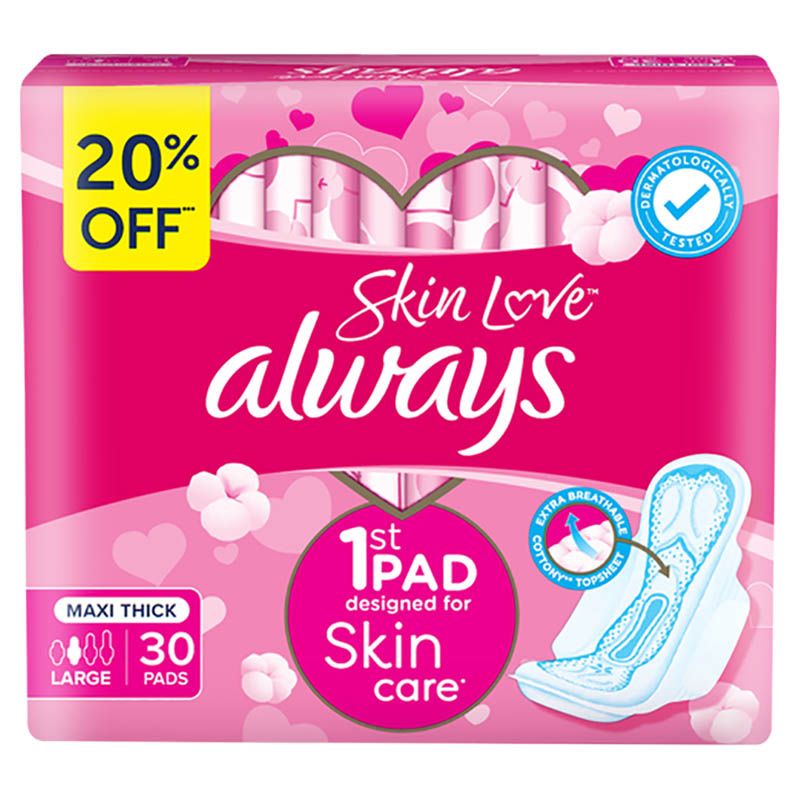 Always - Skin Love Maxi Thick Pads - Large - 30's