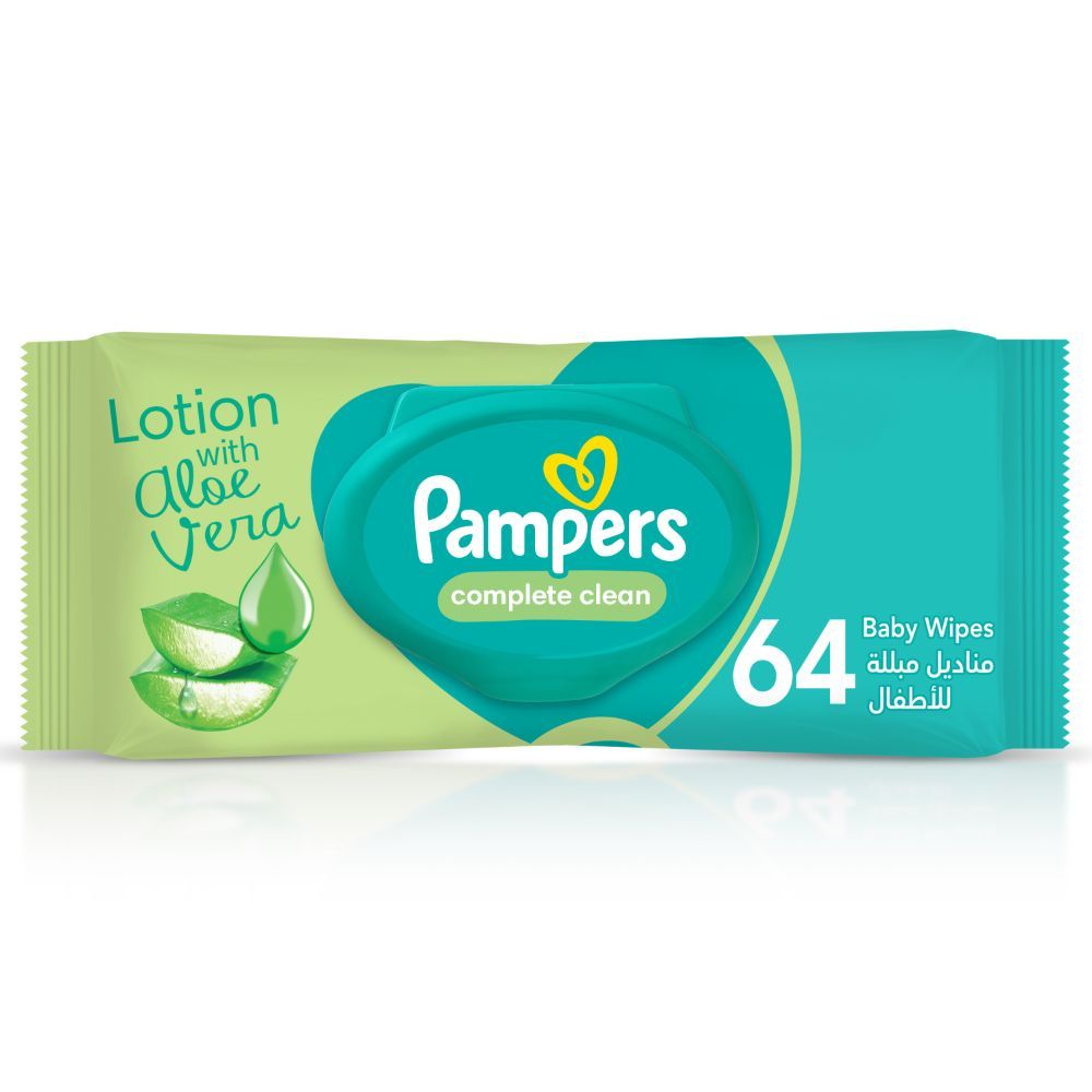 Pampers - Complete Clean Baby Wipes with Aloe Vera Lotion, 64 Count