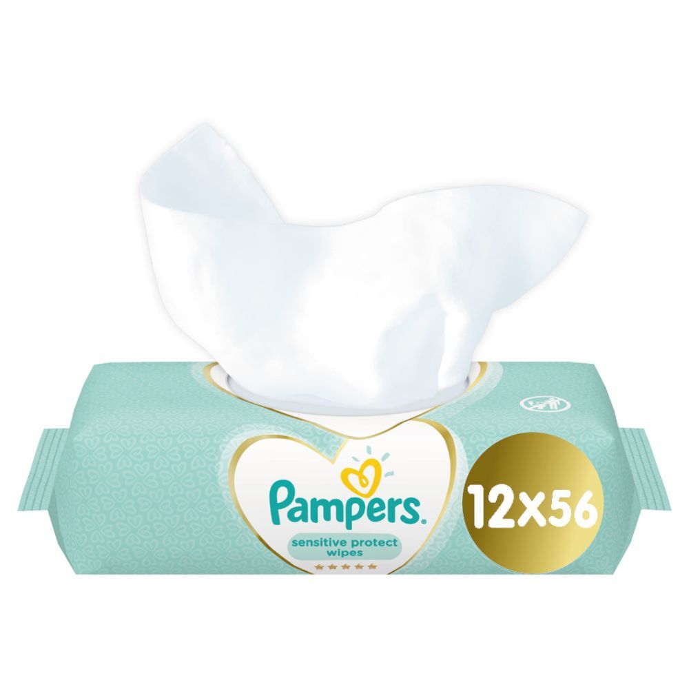 Pampers - Sensitive Protect Baby Wipes for Hands and Face, 12 Packs, 672 Count