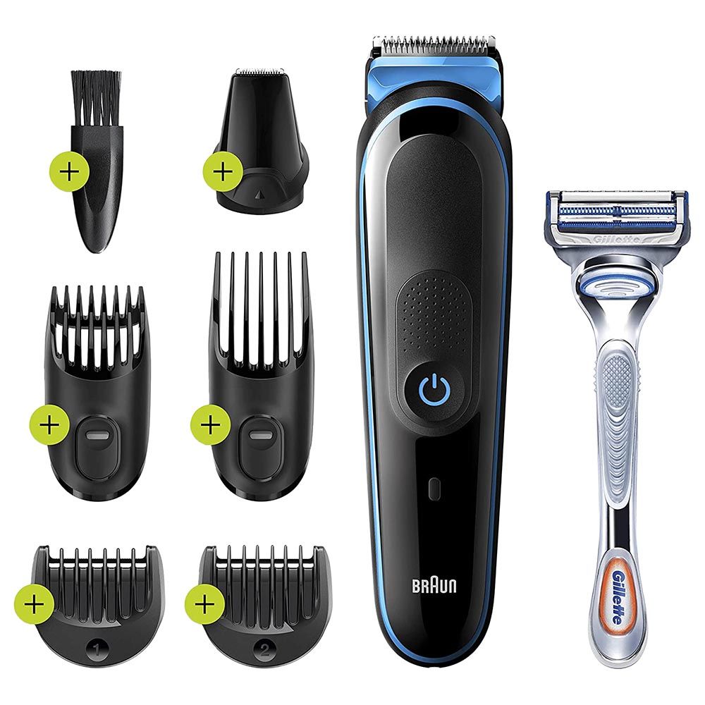 Braun - MGK3242 Hair & Beard Grooming 7-In-1 Trimmer - Black/Blue