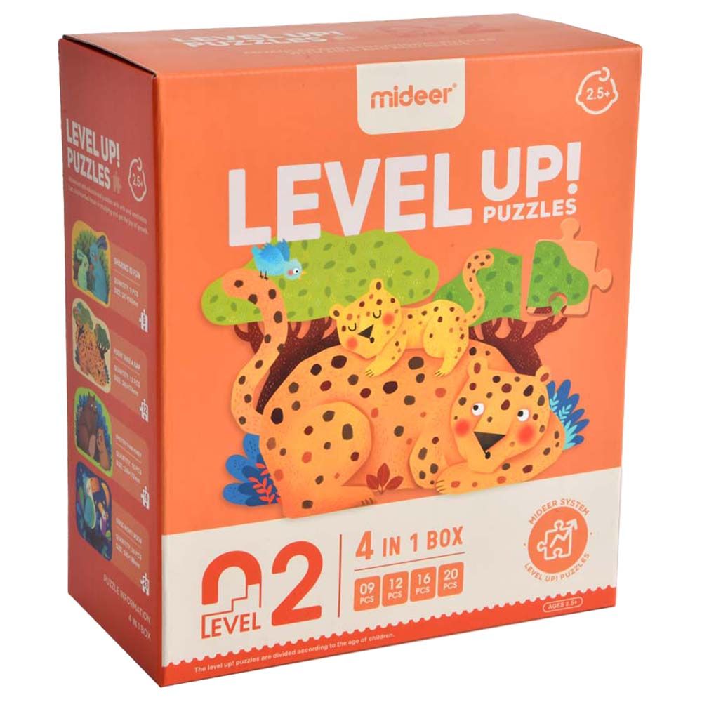 Mideer - 4-in-1 Level Up Puzzles Animals - Level 2