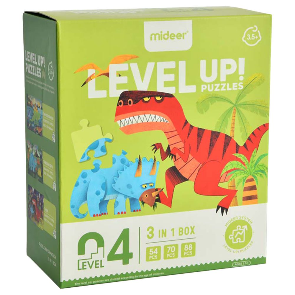 Mideer - 3-in-1 Level Up Puzzles Dino - Level 4