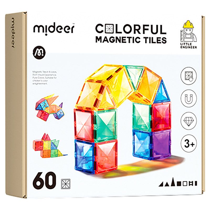 Mideer - Colourful Magnetic Tiles 60Pcs