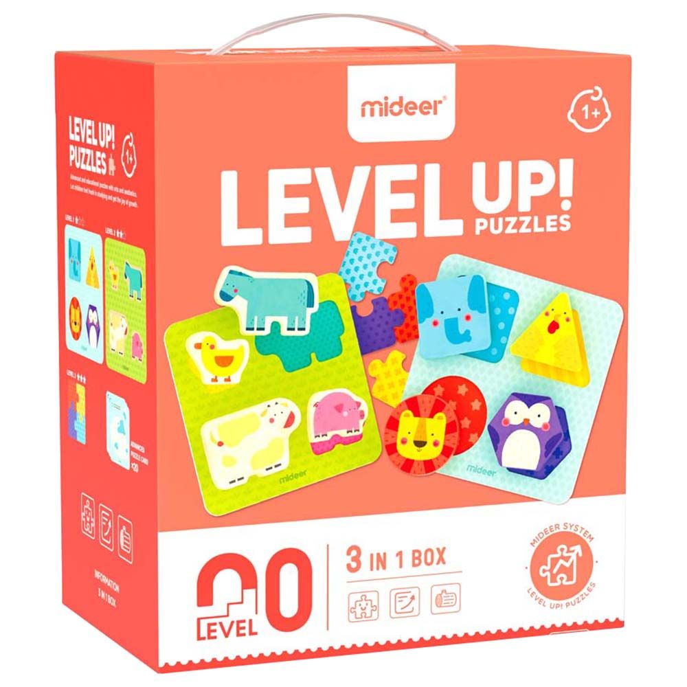 Mideer - 3-in-1 Level Up Puzzles Friendly Animals - Level 0