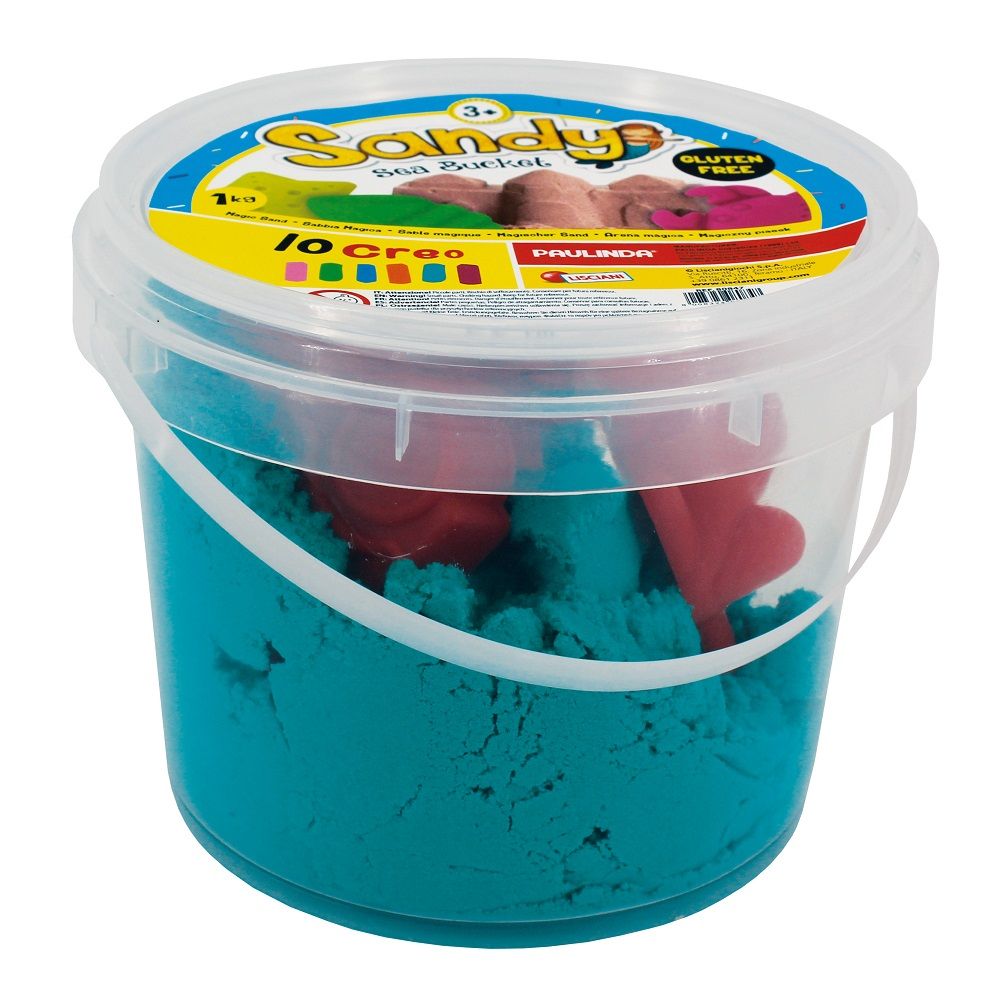 Lisciani - Sandy Sea Bucket with Plastic Molds Stem Toy 1kg - Color May Vary