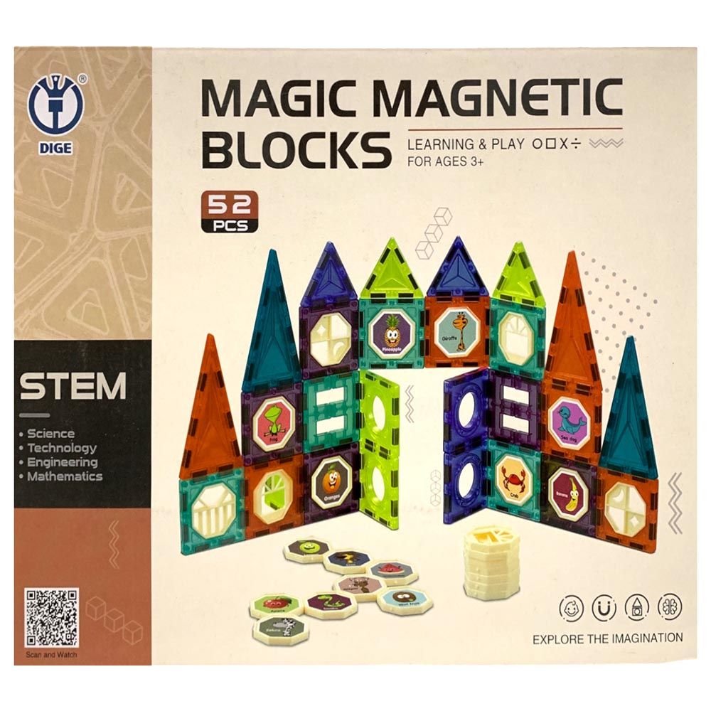 Haj - Magic Magnetic Blocks Learning And Play 52pcs