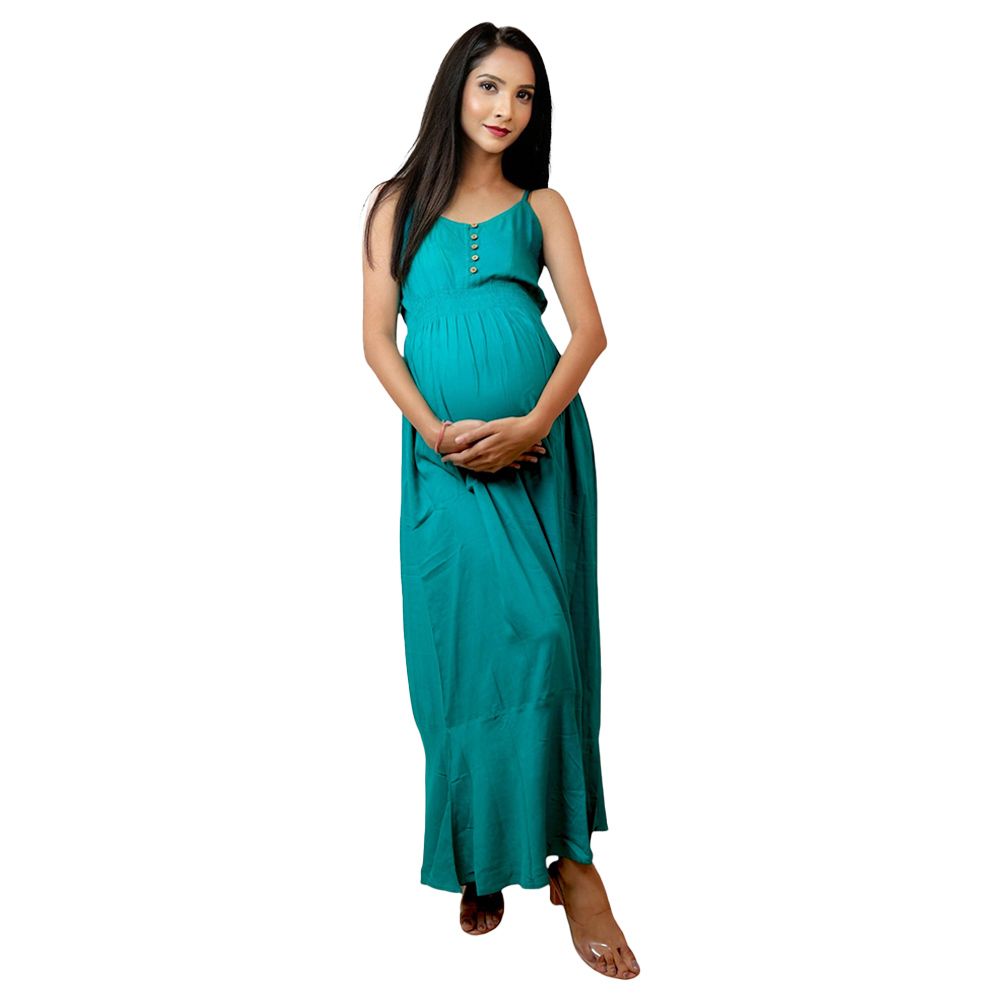 Tummy - Maternity Gown With Adjustable Spaghetti Straps - Green