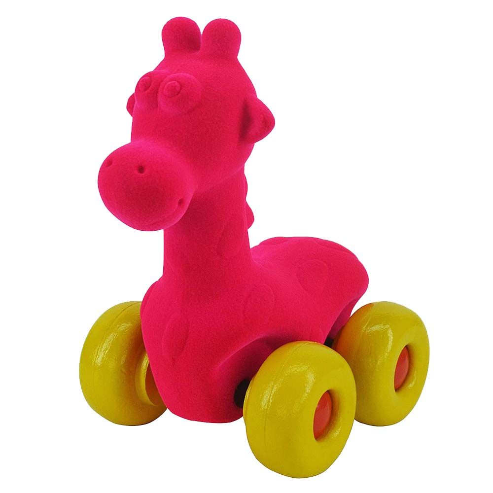 Rubbabu - Aniwheelies Giraffe Large - Pink