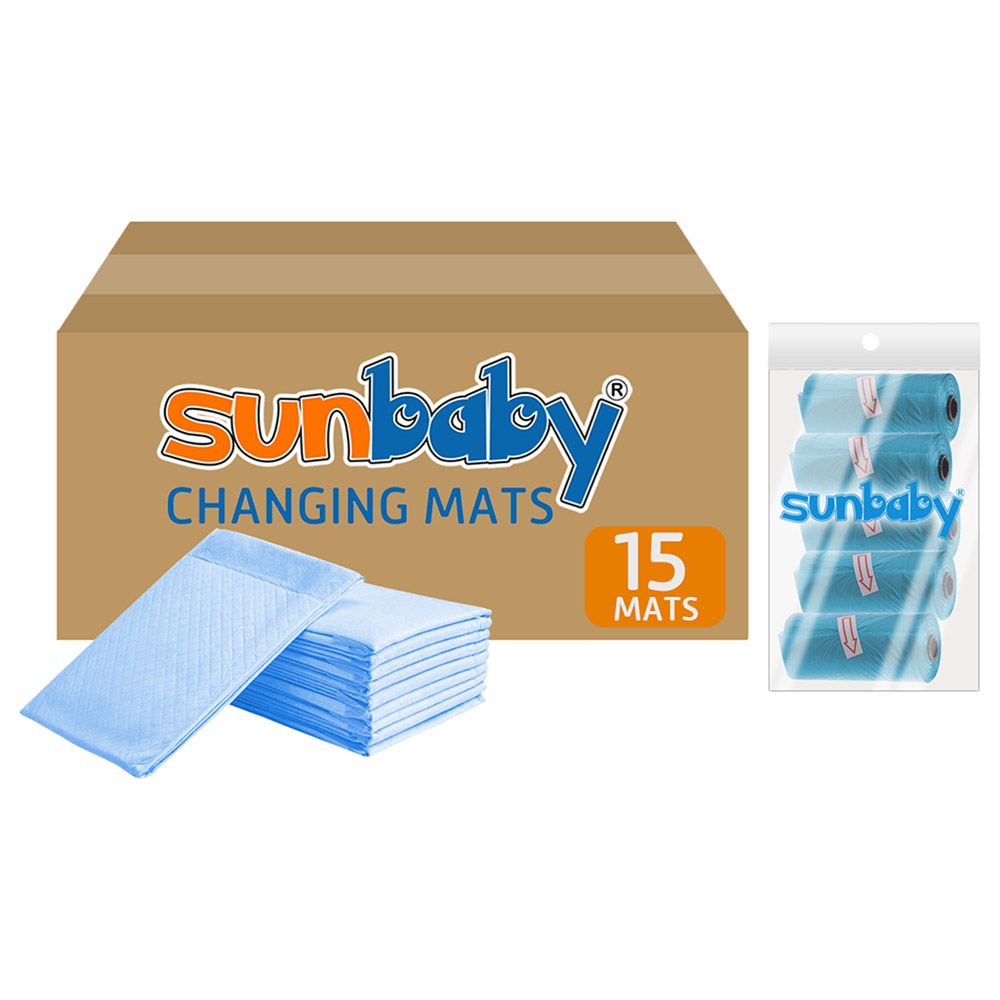 Sunbaby - Disposable Changing Mats W/ Scented Bag - Blue