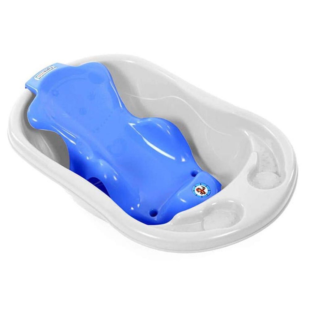 SunBaby - Plastic Bathtub w/ Bath Seat Sling - White/Blue