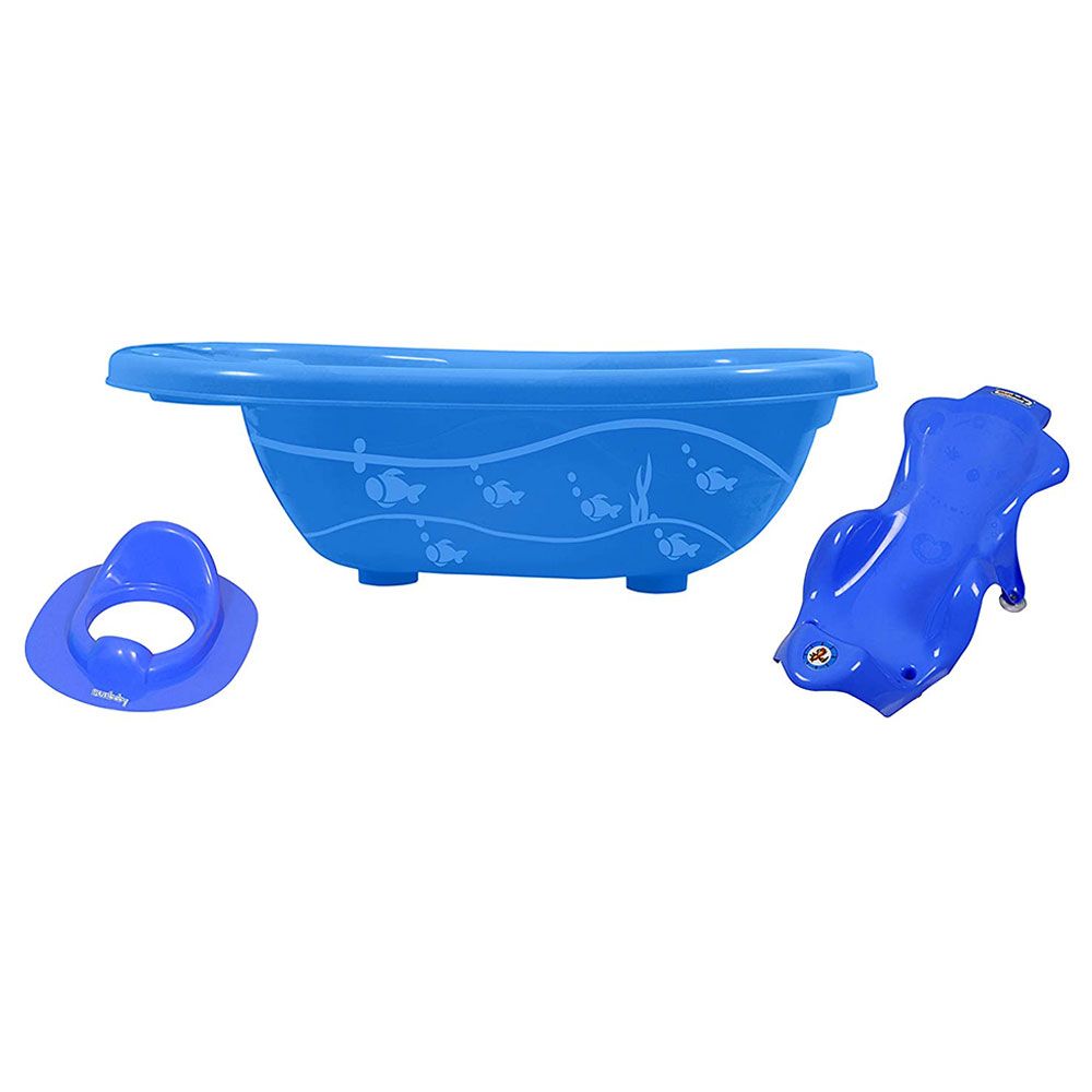 SunBaby - Splash Bath Tub, Bath Sling & Potty Trainer - Blue