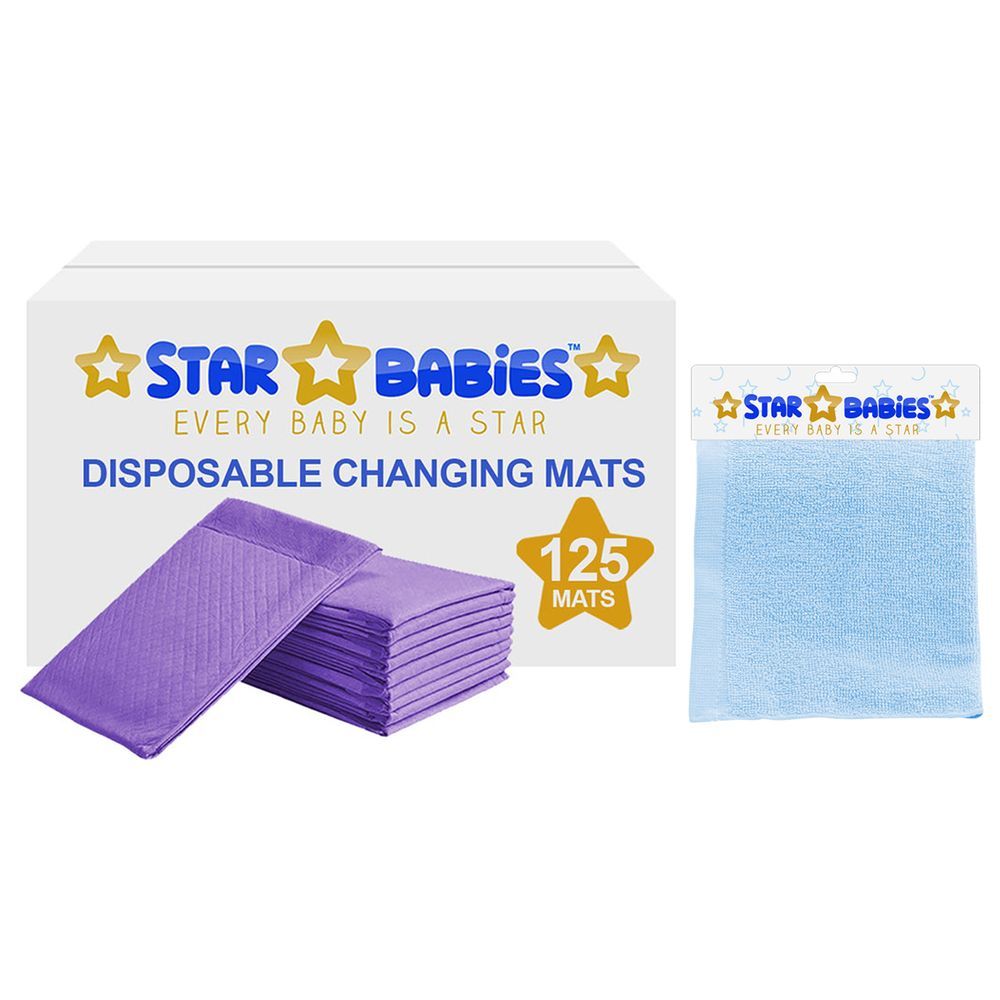 Star Babies - Disposable Changing Mats 125pcs + Kids Towel