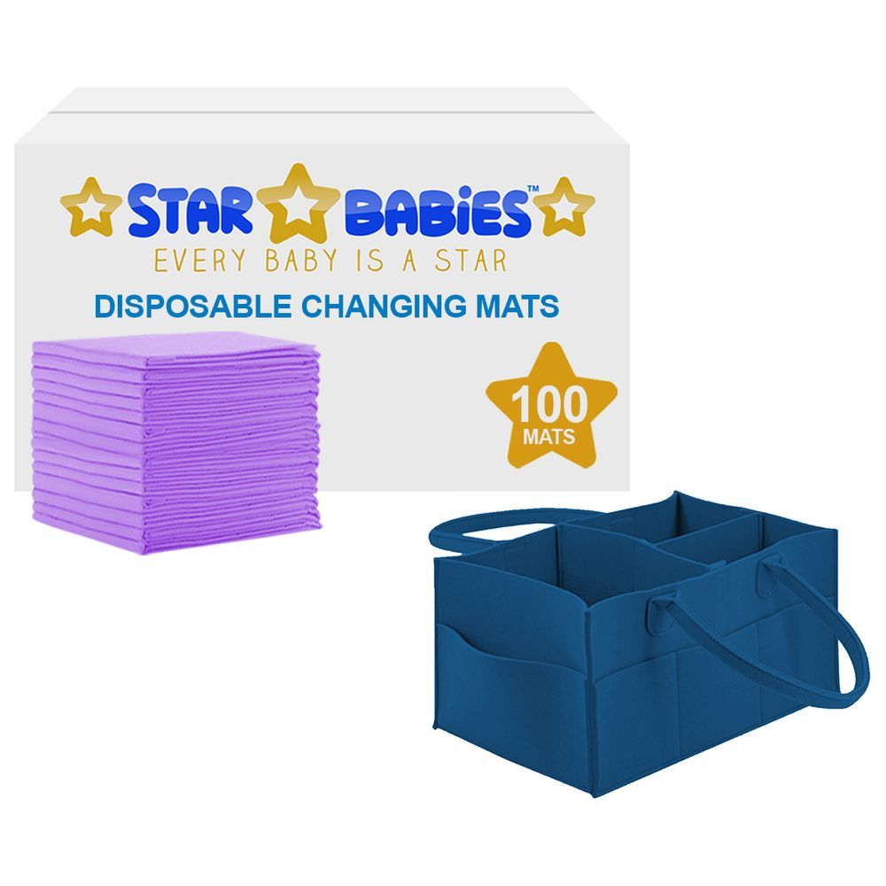 Star Babies - Disposable Changing Mat Lavender 100pcs + Caddy