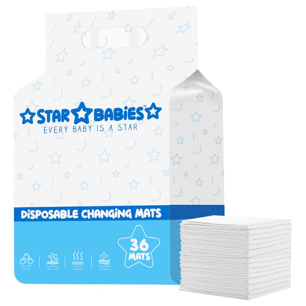 Star Babies - Disposable Changing mats (45x60cm) Large, - Pack of 36 - White