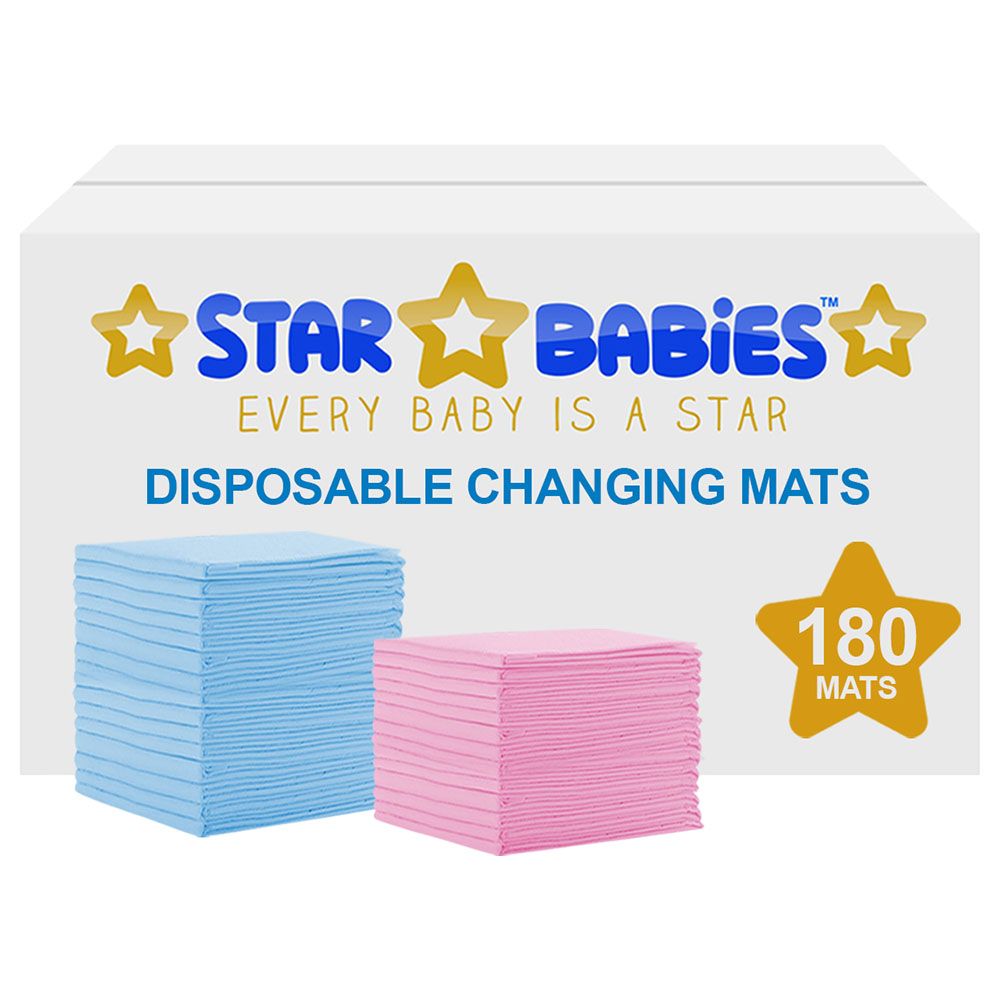 Star Babies - Disposable Changing mats (45x60cm) Large, Pack of 180 - Blue/Pink