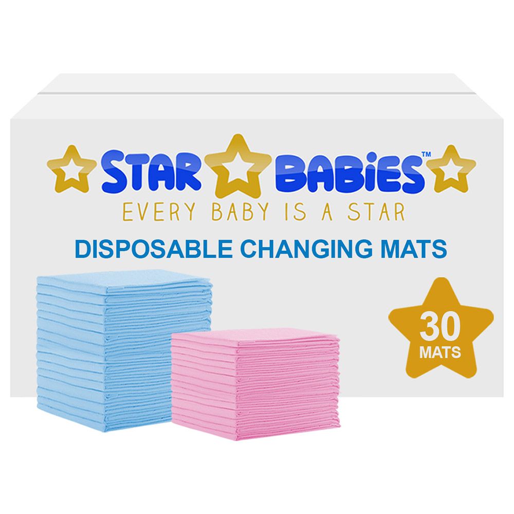 Star Babies - Disposable Changing mats (45x60cm) Large, Pack of 30 - Blue/Pink