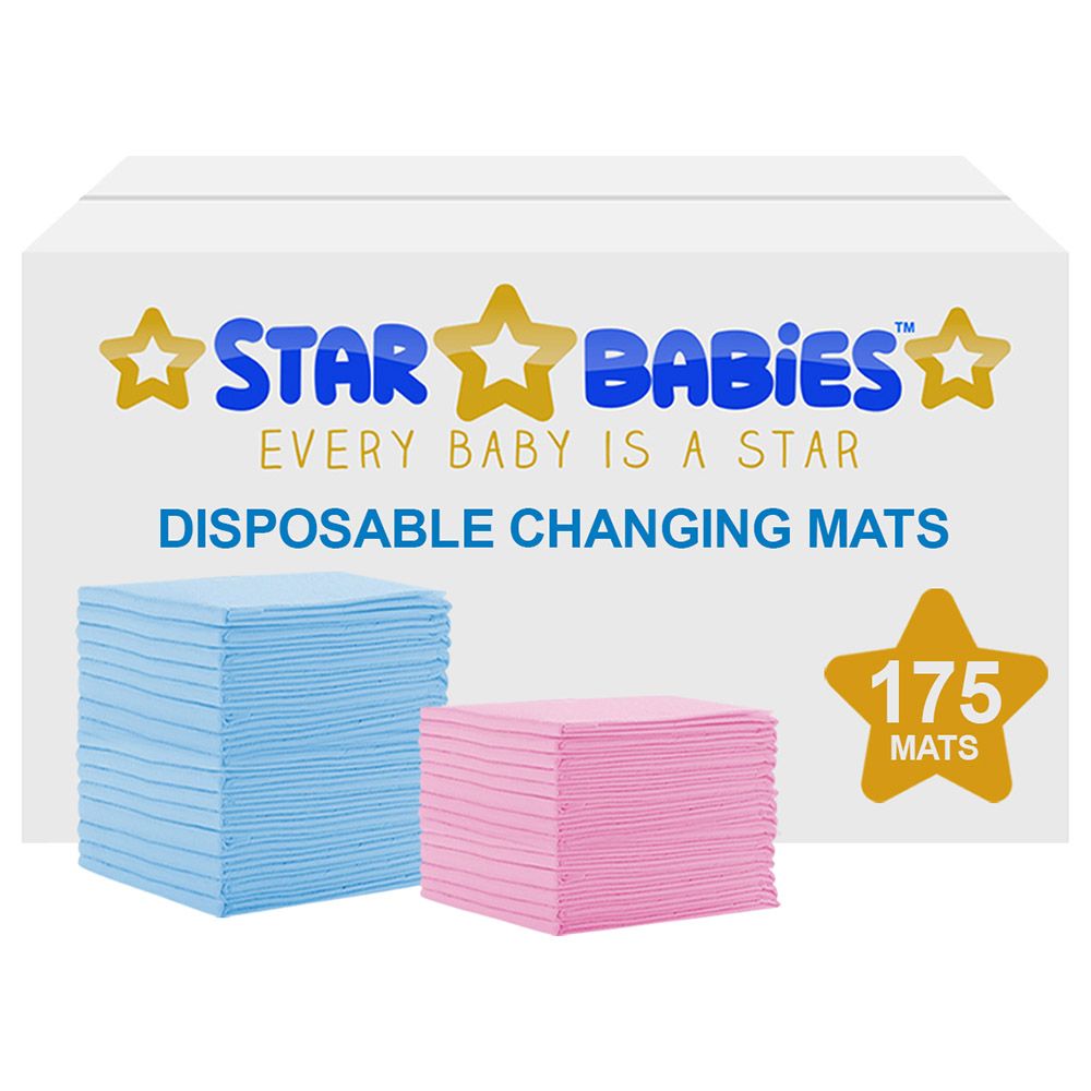 Star Babies - Disposable Changing mats (45x60cm) Large, Pack of 175 - Blue/Pink